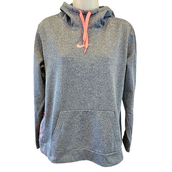 Nike center swoosh pink grey side spell out performance active hoodie L EUC - Picture 1 of 7